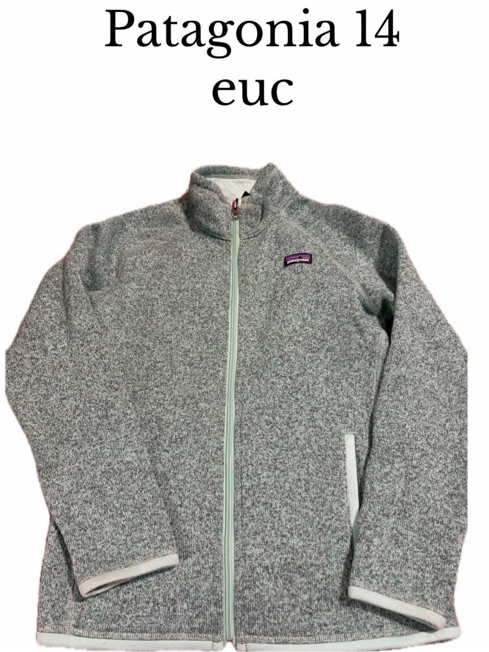 Patagonia size 14 full zip sweater green